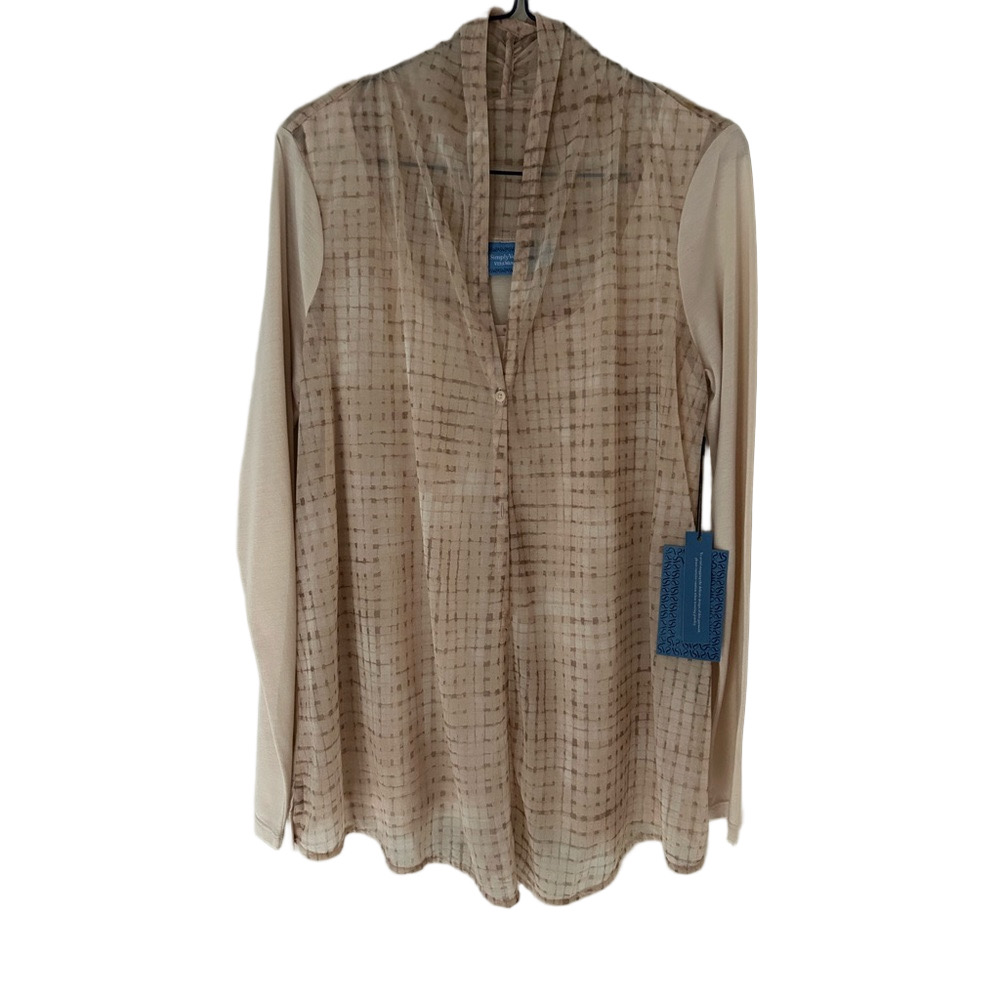 Simply Vera Vera Wang Women's Beige Double Layered Blouse Size M
